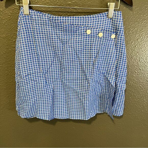 NWT The East Order Mahlia Plaid Wrap Mini Skirt in Cobalt | size S *SKIRT ONLY* - Picture 7 of 15